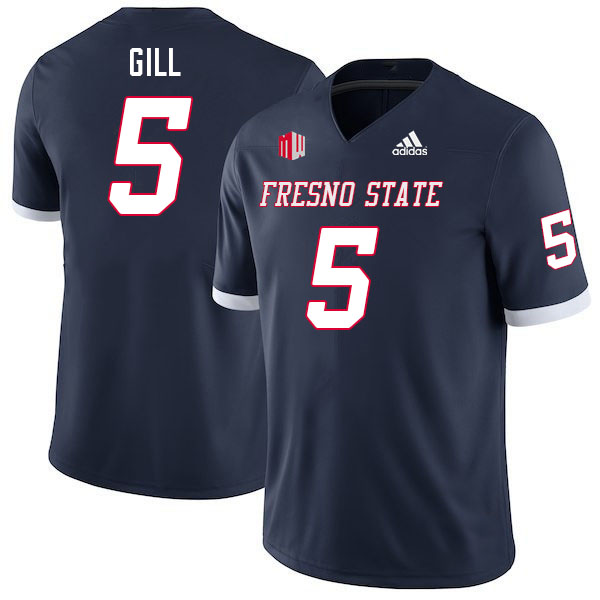 Men #5 Jaelen Gill Fresno State Bulldogs College Football Jerseys Stitched Sale-Navy